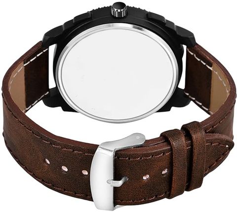 Gopal Retail Analog Watch - For Men C1004BLK CASE ISLAMIC Design08 Round Black Dial Maroon Leather Strap - Image 7