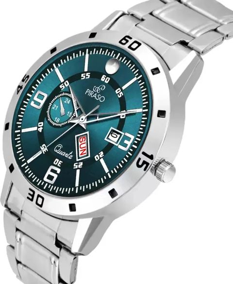 PIRASO Day & Date Analog Watch for Men, Blue - Image 8