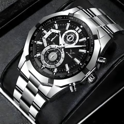 FNB Analog Watch - For Men A_MAR_nw_EDY-Silver-BLK1801 - Image 5
