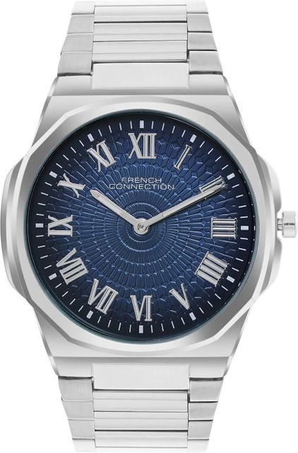 French Connection Roman Number Blue Textured Dial | Men's Silver Analog Watch - For Men FCN0125USM - Image 3