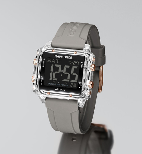 naviforce silver digital watch women's