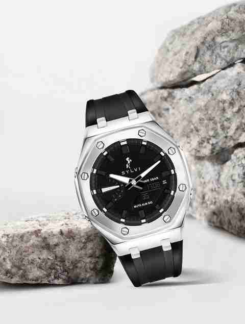 Sylvi RIG-101 Analog-Digital Watch for Men, Silver - Image 3