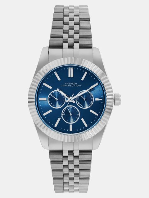 French Connection Blue Sunray Round Dial | Men's Multifunction Silver Watch Analog Watch - For Men FCN0124USM - Image 6