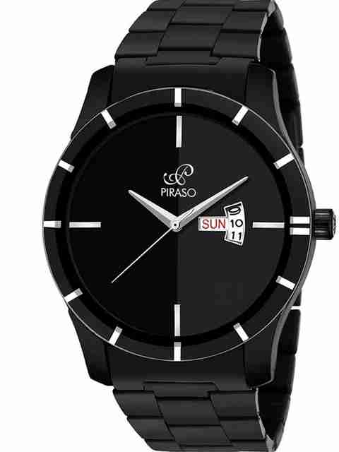 PIRASO Analogue Men's Watch Vills Black Dial And Day And Date Display Watch Analog Watch - For Boys D&D 11-605 BLACK CHAIN - Image 3
