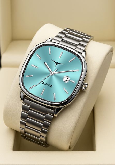 Axlyn Analog Watch for Men, Sky Blue, Steel Strap - Image 5