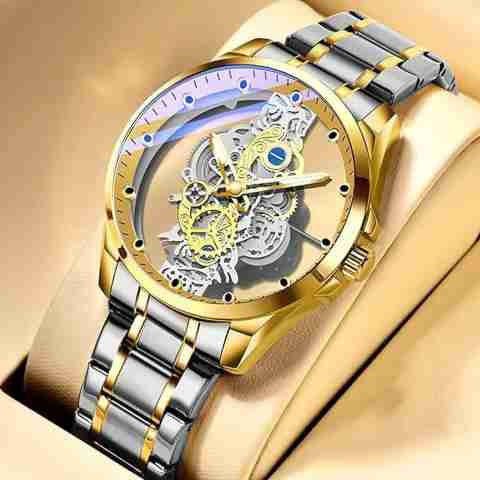 Axlyn Skeleton Transparent Open Dial Analog Watch for Men - Image 5