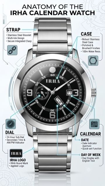 IRHA Analog Watch for Boys CHN-22-B-Black - Image 7