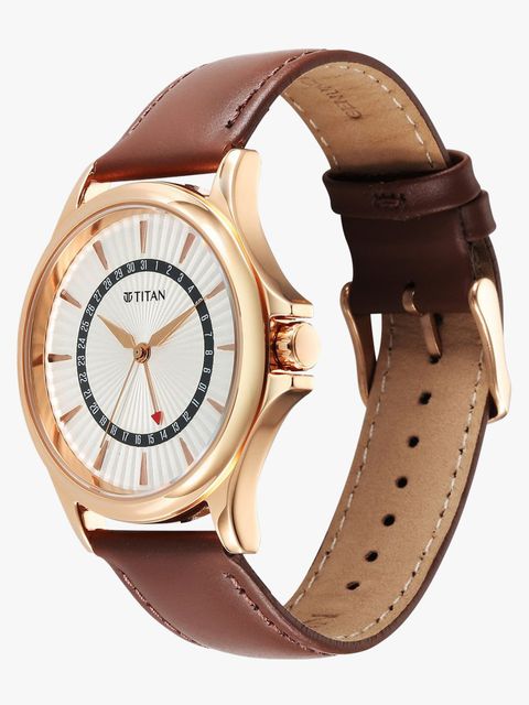 Titan Karishma Silver Dial Leather Strap Watch for Men - Image 7