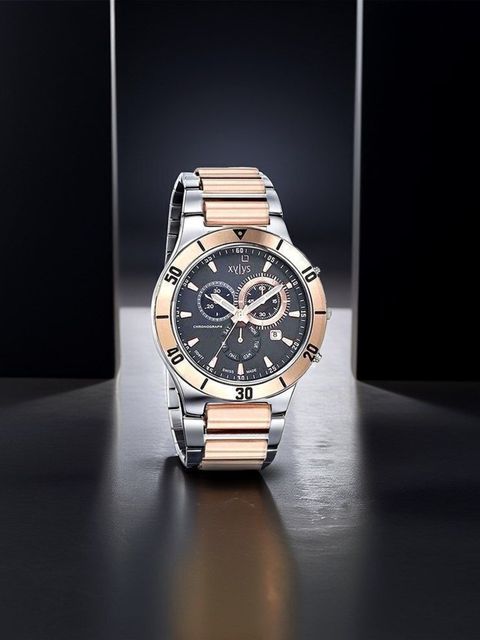 ⚠️Ｋe y ‼︎‼︎⚠️ XYLYS Xylys SwiSS Chronograph Black Dial Silver & Rose Gold SS