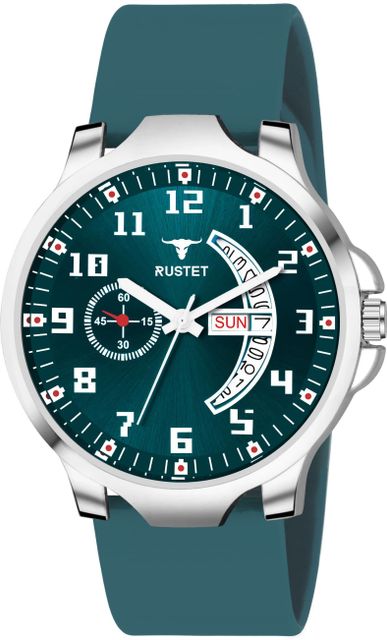 RUSTET Day & Date Analog Watch - For Men DD-0118 Day & Date Softest Silicone Strap Analog - Image 6
