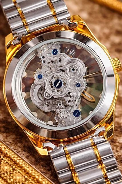 Axlyn Skeleton Transparent Open Dial Analog Watch for Men - Image 6