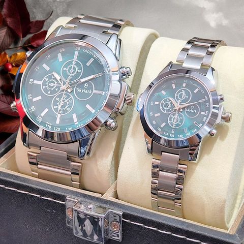 Skylark Couple Analog Watch Combo - Green Silver Stainless Steel - Image 7