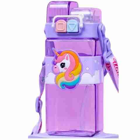 Myrra Unicorn Water Bottle for Kids 520 ml, Purple - Image 5