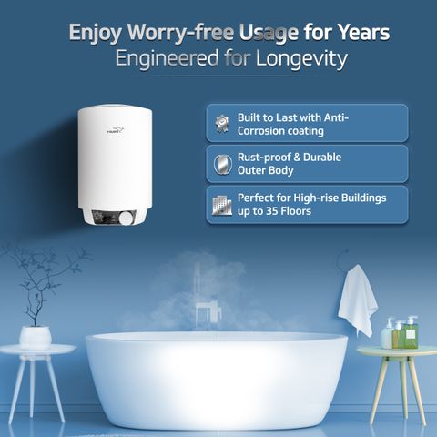 V-Guard Zio 15L Storage Water Geyser, White - Image 4