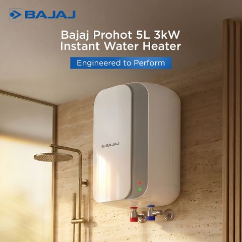 BAJAJ 5 L Instant Water Geyser Water Heater 3KW Vertical Geyser for Bathroom & Kitchen Fast Heating Element High Grade SS Tank Multiple Safety Systems (Prohot, White) (White) - Image 7