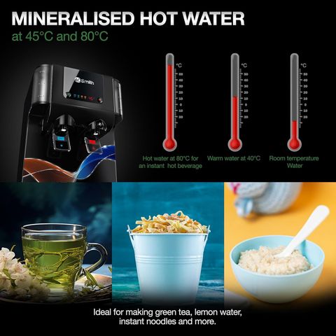 AO Smith Z9 Pro (Black) 10 L RO + Minerals Water Purifier | Hot + Normal Water| Baby-Safe Water with 8 Stage Purification| One Touch Dispensing| Wall Mount + Table Top Placement| Suitable for all - Borewell, Tanker, Municipality Water (Dark Black) - Image 4