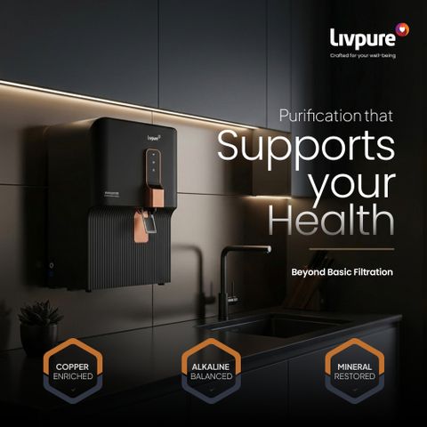 LIVPURE LIV-ETERNA-PRO-IOT 7 L RO + UV + UF + Copper + Alkaline Water Purifier No Service Cost for 2 Years (Filters Included) | 10 Stage Water Purifier | Suitable for Borewell/Tanker/Municipal Water (Black) - Image 8