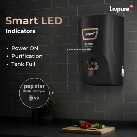 LIVPURE LIV-PEP-STAR-COPPER 7 L RO + UV + UF + Copper + Minerals Water Purifier (Black) - Image 5