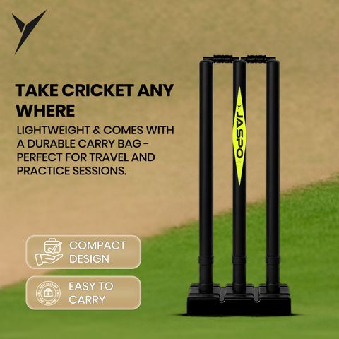Jaspo Power Hit Wicket Set for All Age |Full Size PVC Cricket Stumps|Strong & Portable (Black) - Image 8