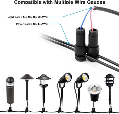GRALLEX1 Low Voltage Landscape Light Wire Connector, 6 Pcs, Black - Image 5