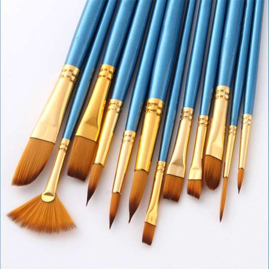12 Pcs Round Paint Brushes For Watercolor Acrylic Gouache Ink Tempera Painting