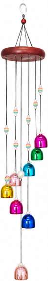 Shivkaar Multicolor Metal Wind Chime with Wooden Top for Home & Balcony Décor Brass Windchime 58% off 899₹369