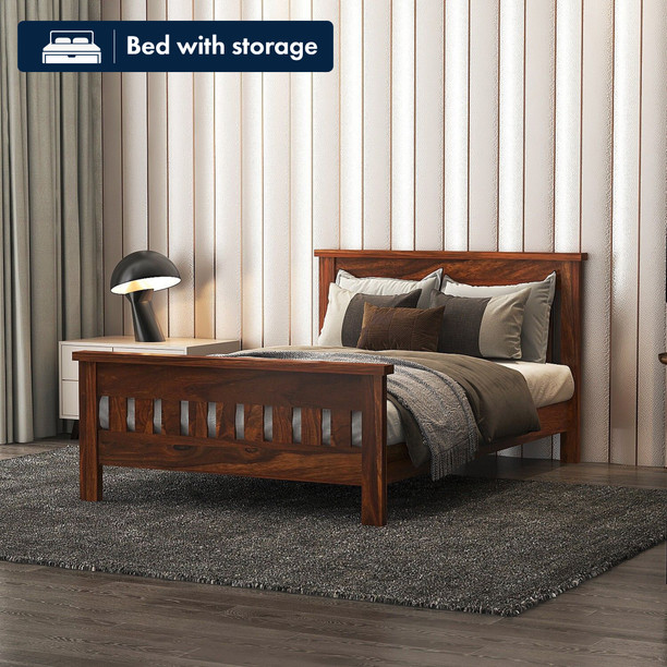 Ratandhara Furniture Solid Wood Single Bed