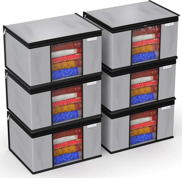LONAXA Cloth storage box Pack of 6 Storage organizer Saree cover Storage bag Clo...