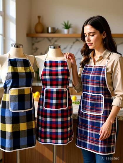 ShopGlobal Cotton Kitchen Apron Set of 3