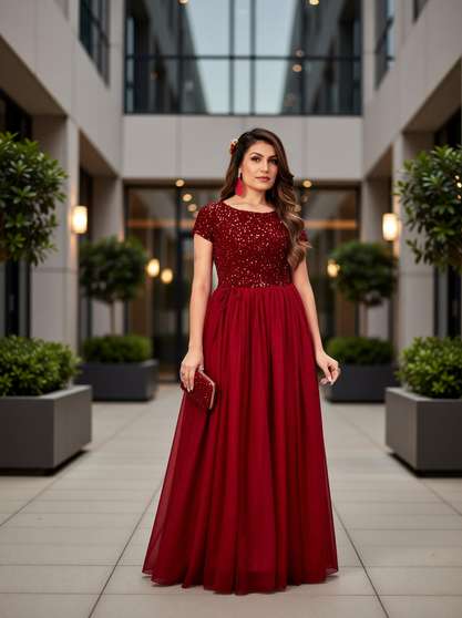 Rebikatrendz Maroon Anarkali Gown