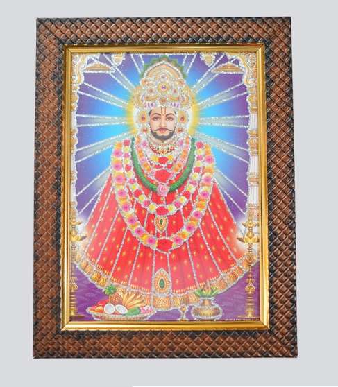 Frame Dharmik Dharmikk Khatu Shyam ji Wooden Photo frame for Pooja Religious Frame ...