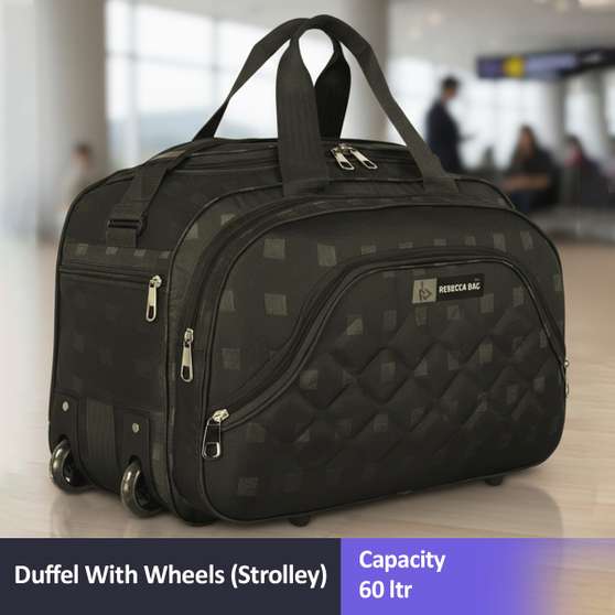 Rebecca 60L Expandable Travel Duffel Bag with Wheels Brown at ₹222