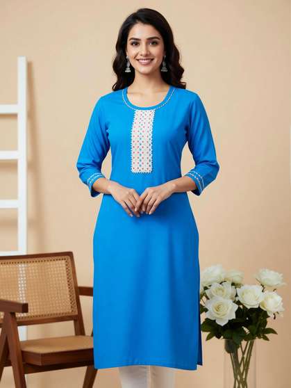 Auzaai Collection Women Patchwork Cotton Kurta