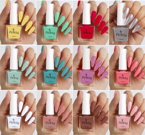 PINKSY HD Colors High-Shine Long Lasting Nail Polish Set of 12 Multicolor