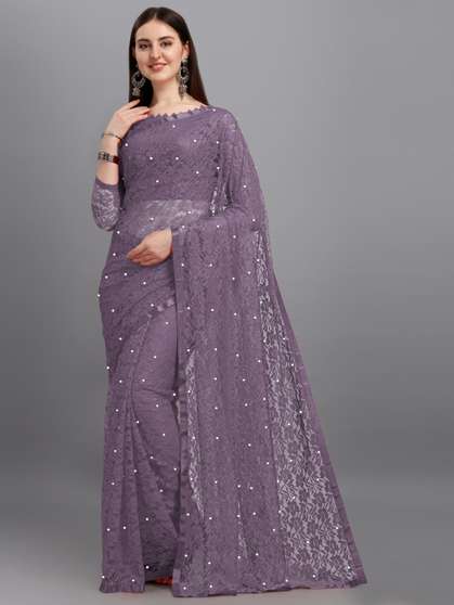 Self Design, Woven, Plain Fashion Net Saree