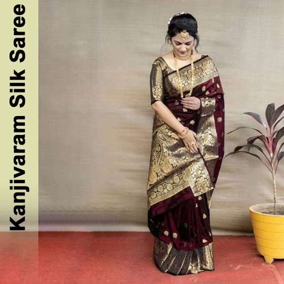 FAB WOVEN Maroon Banarasi Silk Blend Saree with Unstitched Blouse
