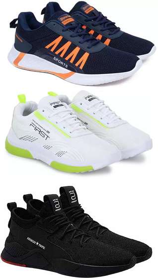 RKM Men's Sports Running Shoes Pack of 3