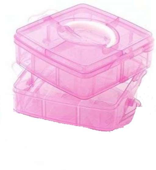 Organize in Style with 12-Compartment Pink Storage Box!