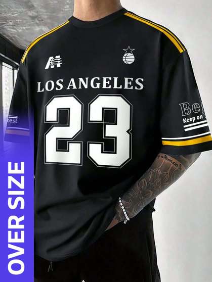 FORCE Printed Men Black Los Angeles 23 T-Shirt