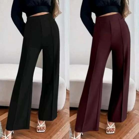 TIGERSNAKE Women Black Maroon Bootcut Trousers