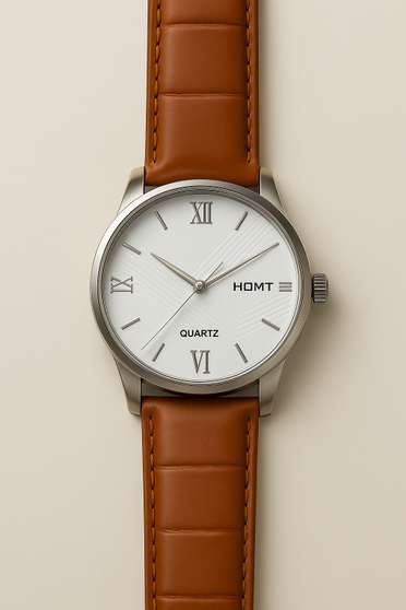 HMT Quartz Brown Leather Watch for Men