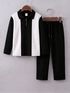 Try This Boys Casual T-shirt Track Pants (Black, White) - Image 6