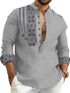 DIMMY Printed Cotton Blend A-line Kurta for Men (White) - Image 8
