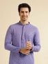 KriKan Embellished Cotton Rayon Straight Kurta for Men (Blue) - Image 8