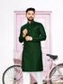 CELLUX Striped Cotton Blend Straight Kurta for Men (White) - Image 8