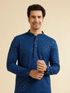 KriKan Embellished Cotton Rayon Straight Kurta for Men (Blue) - Image 3