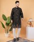 Svatantra Printed Jacquard Straight Kurta for Men (Black) - Image 8