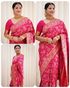 KanjiQueen Woven, Self Design Banarasi Silk Blend, Pure Silk Saree (Magenta, Brown) - Image 6