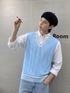 Eddicted Men Self Design V Neck White Sweater - Image 7