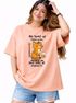 Stem Rope Women Graphic Print Round Neck Cotton Blend Brown T-Shirt - Image 8